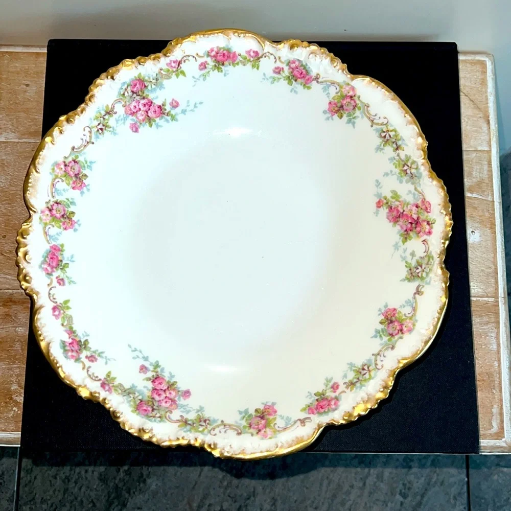Vintage JPL Limoges plate  Elegant Floral Gold-Trimmed